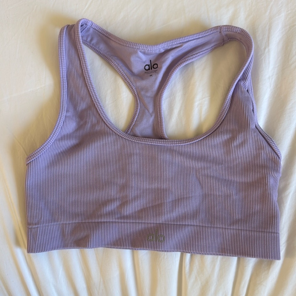 Alo Yoga Ribbed Lilac Sports Bra